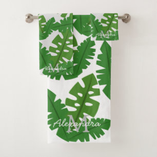Tropical Palm Blätter Küstenmuster Badhandtuch Set