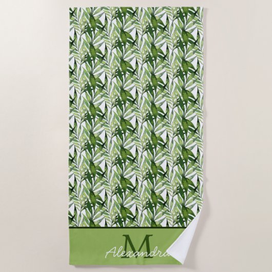 Tropical Palm Blätter Küstenmuster Strandtuch (Vorderseite)