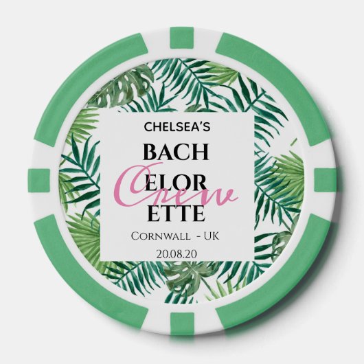 Tropical Palm Blätter Leaf Junggeselinnen-Abschied Pokerchips (Vorderseite)