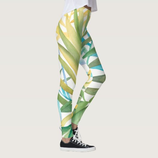 Tropical Palm Blätter Leggings (Rechts)