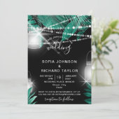 Tropical Palm Blätter Light Jar schwarze Einladung (Stehend Vorderseite)