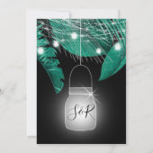 Tropical Palm Blätter Light Jar schwarze Einladung (Rückseite)