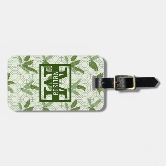 Tropical Palm Blätter| Monogramm Gepäckanhänger (Vorderseite horizontal)