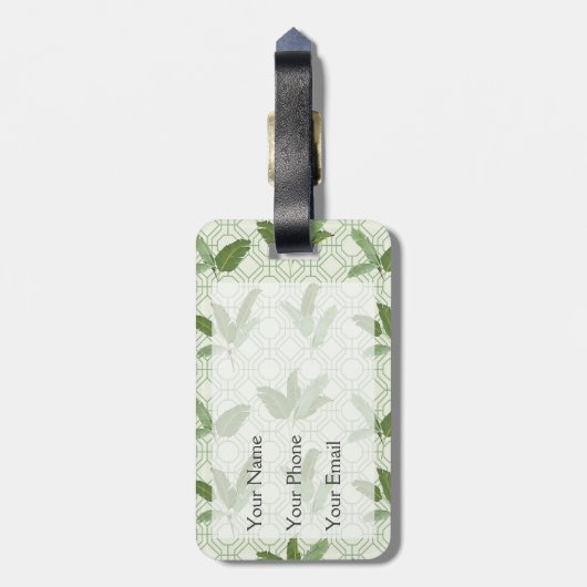Tropical Palm Blätter| Monogramm Gepäckanhänger (Rückseite vertikal)