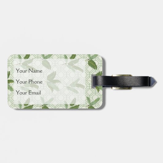 Tropical Palm Blätter| Monogramm Gepäckanhänger (Rückseite horizontal)