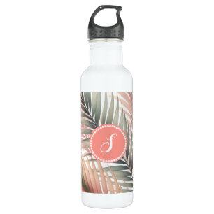 Tropical Palm Blätter Monogramm Wasser Flasche Edelstahlflasche
