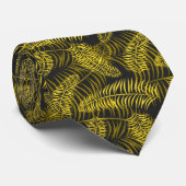 Tropical Palm Blätter Muster auf Grau Krawatte (Gerollt)