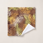 Tropical Palm Blätter Muster braune Gelbe Fern Badhandtuch Set (Waschlappen)