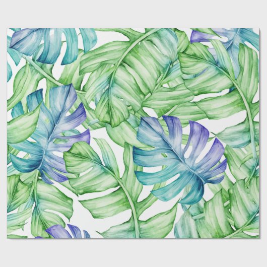 Tropical Palm Blätter Muster Geschenkpapier (Flach)