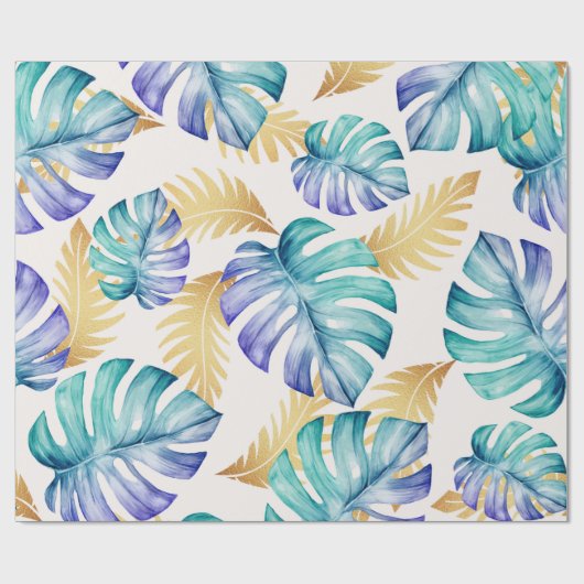 Tropical Palm Blätter Muster Geschenkpapier (Flach)