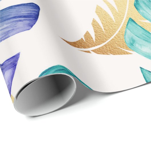 Tropical Palm Blätter Muster Geschenkpapier (Rolleneckpunkt)