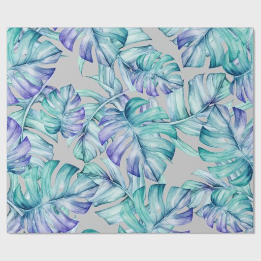 Tropical Palm Blätter Muster Geschenkpapier (Flach)