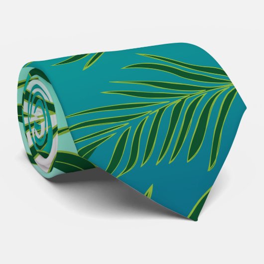 Tropical Palm Blätter Muster Krawatte (Gerollt)