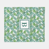 Tropical Palm Blätter Muster Mit Monogramm Fleecedecke (Vorderseite (Horizontal))