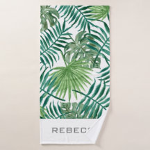 Tropical Palm Blätter Name Personalisiert Beach Ha