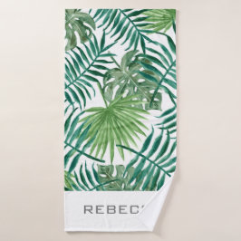 Tropical Palm Blätter Name Personalisiert Beach Ha Badehandtuch