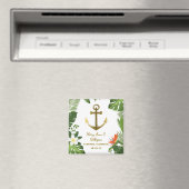 Tropical Palm Blätter Nautical Anchor Gastgeschenk Magnet (In Situ (Geschirrspüler))
