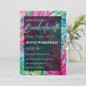 Tropical Palm Blätter Neon Junggeselinnen-Abschied Einladung (Stehend Vorderseite)