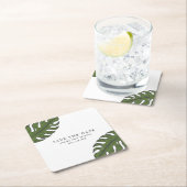 Tropical Palm Blätter Nicht Foto Save the Date Rechteckiger Pappuntersetzer (Vor Ort)