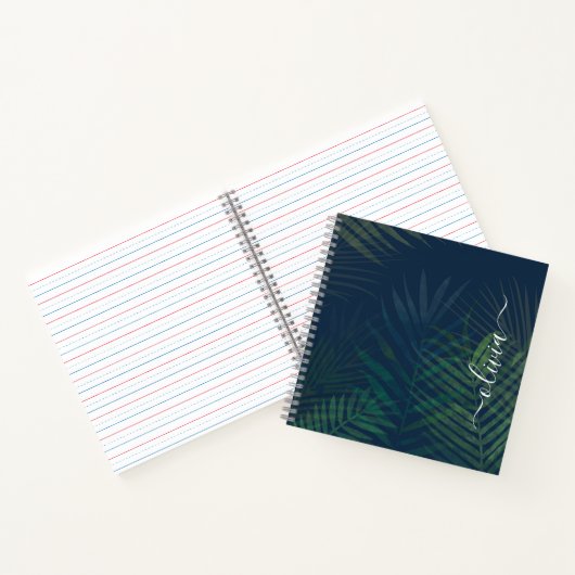Tropical Palm Blätter Notebook - Dunkelgrüner Dsch Notizblock (Innenseite)