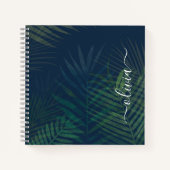 Tropical Palm Blätter Notebook - Dunkelgrüner Dsch Notizblock (Vorderseite)