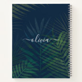Tropical Palm Blätter Notebook - Dunkelgrüner Dsch Notizblock (Rückseite)