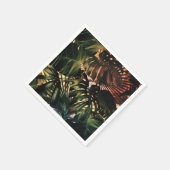 Tropical Palm Blätter Papageien Grün Serviette (Ecke)
