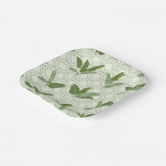 Tropical Palm Blätter Pappteller (Gewinkelt)