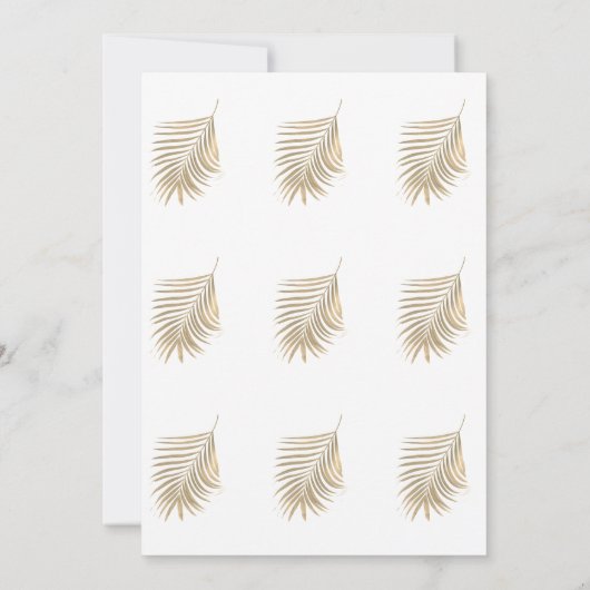Tropical Palm Blätter Pattern Sepia Gold Wedding Einladung (Rückseite)