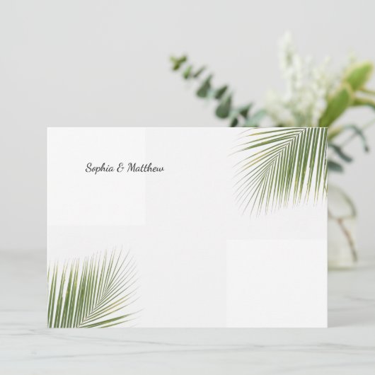 Tropical Palm Blätter Personalisiert Name Summer Einladung (Stehend Vorderseite)