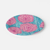 Tropical Palm Blätter & Pink Blume Papiere Teller (Schrägansicht)