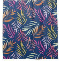 Tropical Palm Blätter Pink Coral Blue