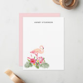 Tropical Palm Blätter Pink Flamingo Individuelle N Mitteilungskarte (Vorderseite/Rückseite Beispiel)