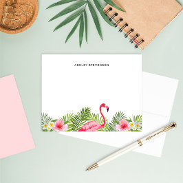 Tropical Palm Blätter Pink Flamingo Individuelle N Mitteilungskarte