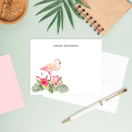 Tropical Palm Blätter Pink Flamingo Individuelle N Mitteilungskarte