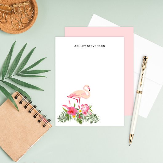Tropical Palm Blätter Pink Flamingo Individuelle N Mitteilungskarte