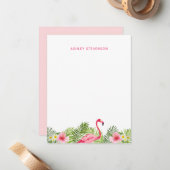 Tropical Palm Blätter Pink Flamingo Individuelle N Mitteilungskarte (Vorderseite/Rückseite Beispiel)