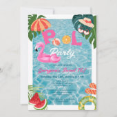 Tropical Palm Blätter Pool Party Sweet 16 Geburtst Einladung (Vorderseite)