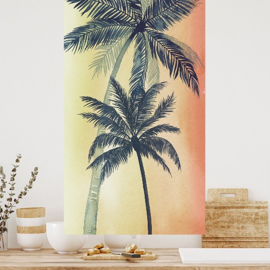 Tropical Palm Blätter Poster (Küche)
