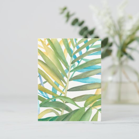 Tropical Palm Blätter Postkarte (Stehend Vorderseite)