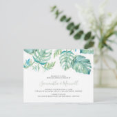 Tropical Palm Blätter Probe Abendessen Einladung Postkarte (Stehend Vorderseite)