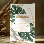 Tropical Palm Blätter QR Code Einladung Hochzeit