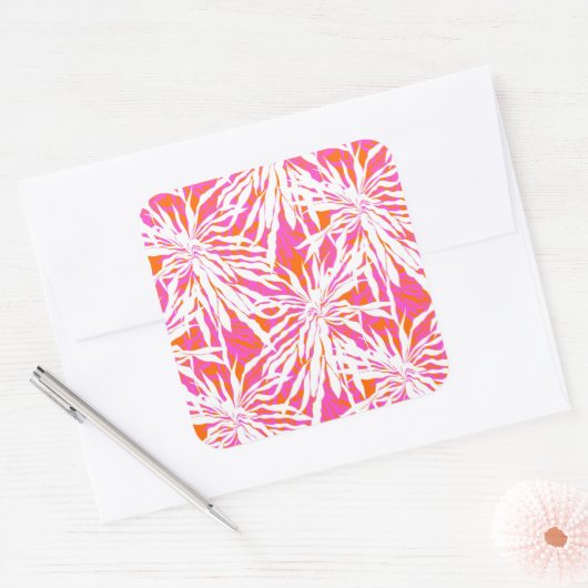 Tropical Palm Blätter Quadratischer Aufkleber (Umschlag)