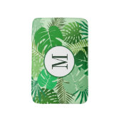 Tropical Palm Blätter Rainforest Foliage Monogram Badematte (Vorderseite Vertikal)