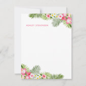 Tropical Palm Blätter Rosa Personalisierter Name S Mitteilungskarte (Vorderseite)
