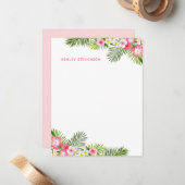 Tropical Palm Blätter Rosa Personalisierter Name S Mitteilungskarte (Vorderseite/Rückseite Beispiel)