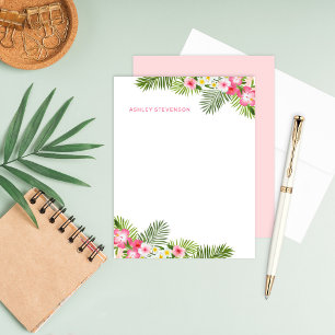 Tropical Palm Blätter Rosa Personalisierter Name S Mitteilungskarte