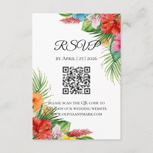 Tropical Palm Blätter RSVP Card | Sommerziel Begleitkarte (Vorderseite)