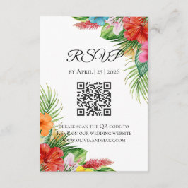 Tropical Palm Blätter RSVP Card | Sommerziel Begleitkarte