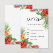 Tropical Palm Blätter RSVP Card | Sommerziel Begleitkarte (Vorne/Hinten)